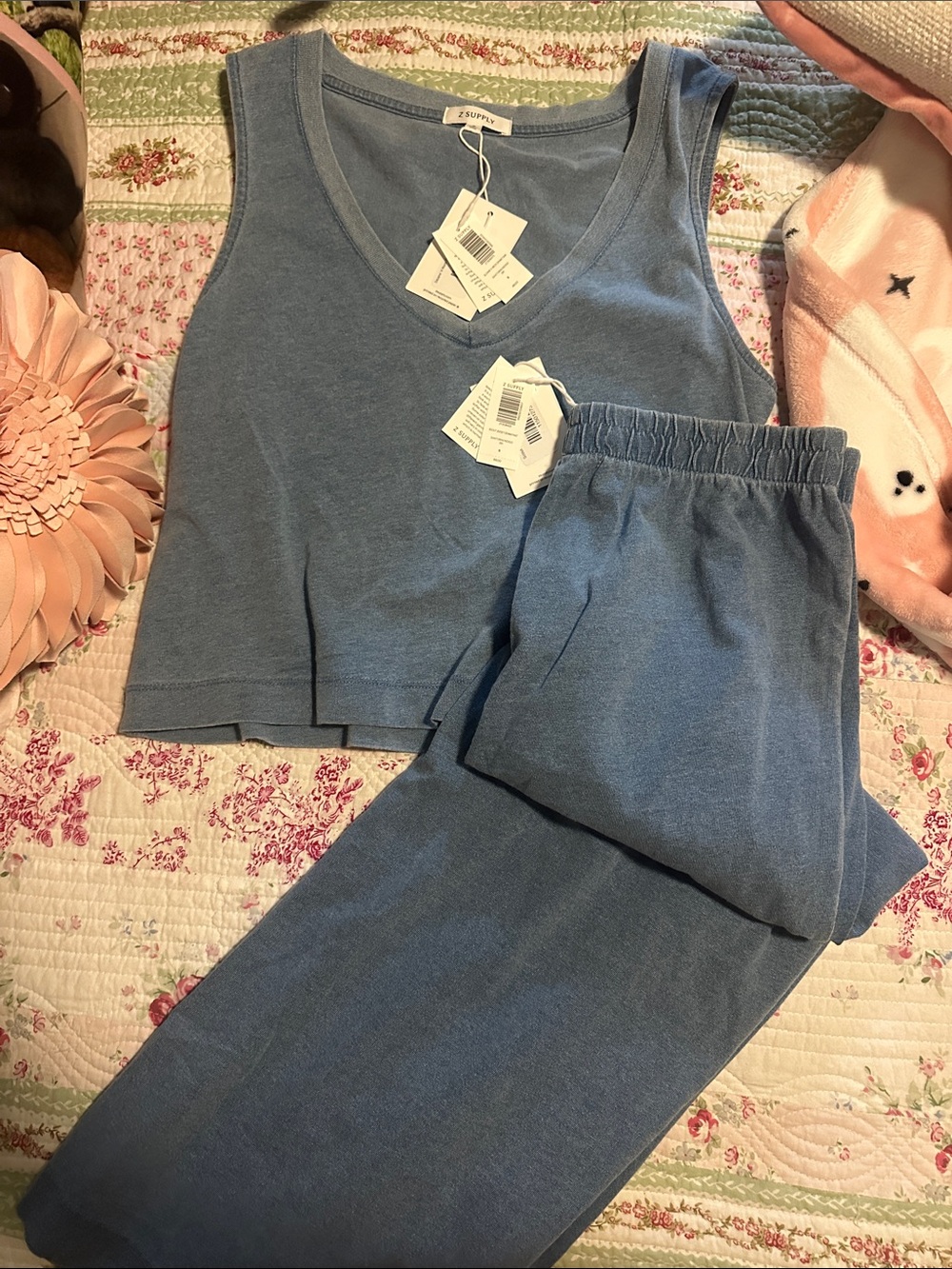 Z Supply women’s Blue Tank & Pant lounge set size small NWT